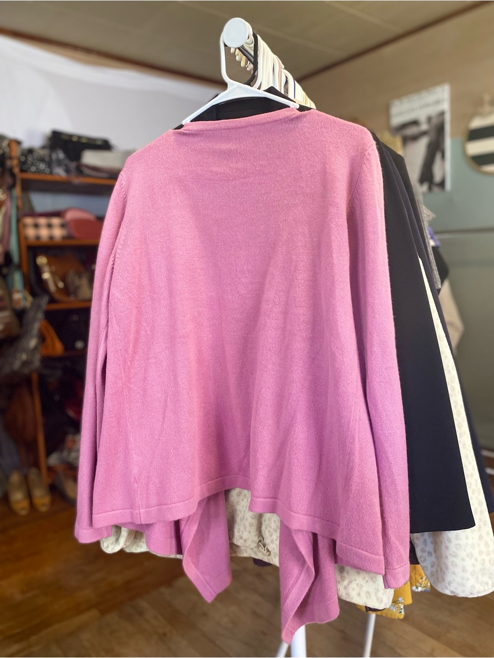 Mercer Street Studio Pink Floral Appliqué Open Cardigan - Picture 4 of 4